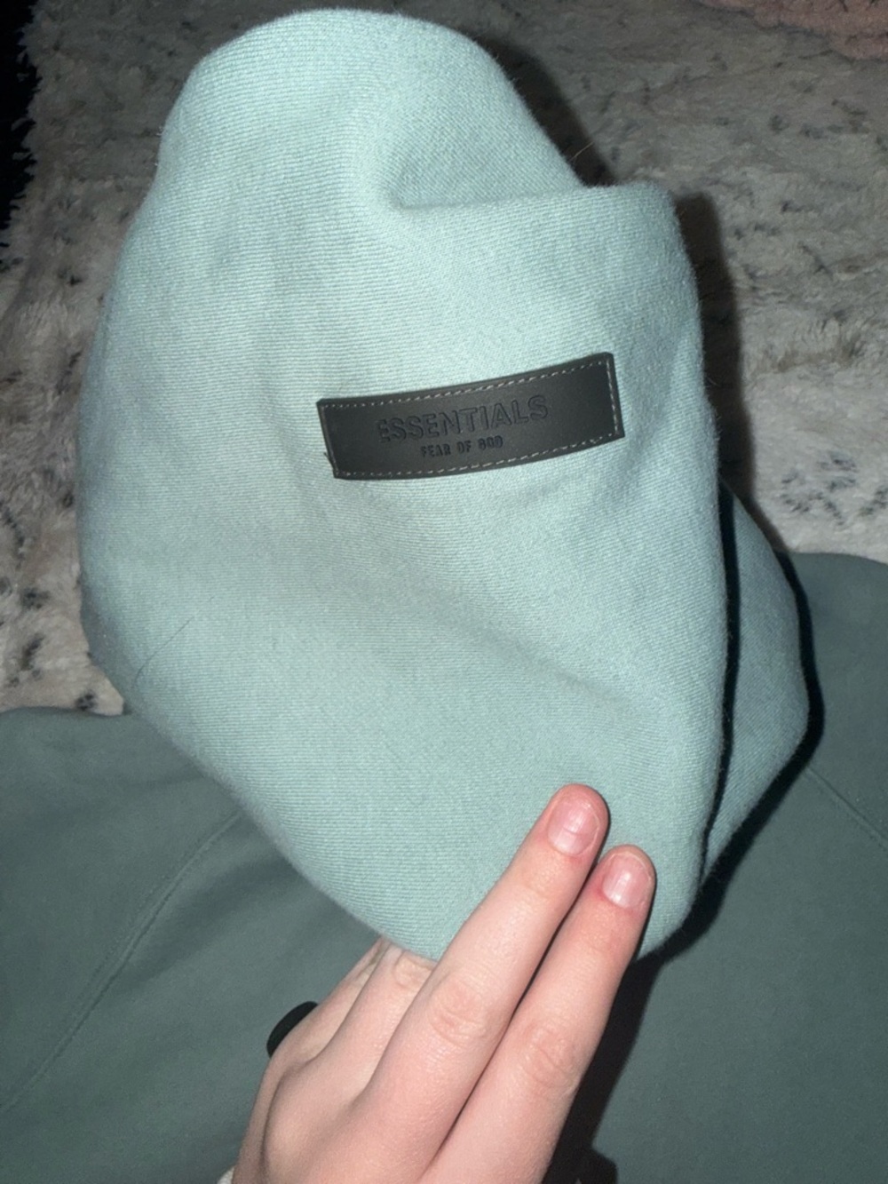 Essentials Fear of God Crewneck Hoodie in Sage - Picture 9 of 9